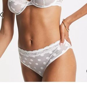 Topshop Wren dot mesh lace trim brief